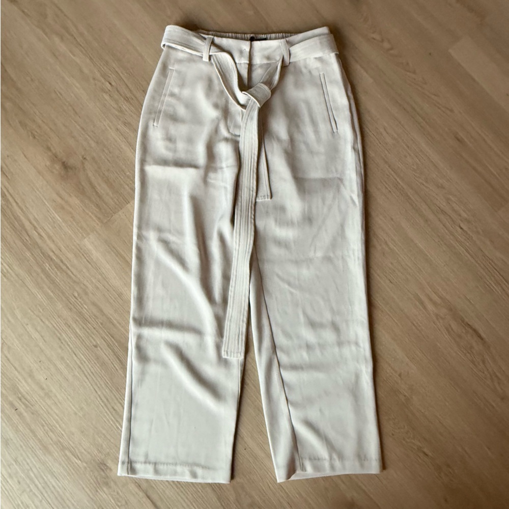 Quince Stretch Crepe Paperbag Pants Sz 8 Sand NEW - Picture 2 of 3